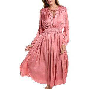 Elie Tahari Whisper Shirred Midi Dress Pink Sorbet NWT S